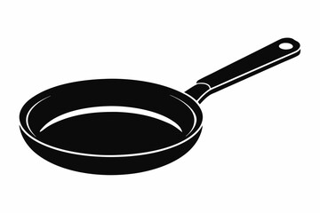 frying pan line art silhouette vector illustration