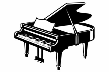 grand piano line art silhouette vector illustration