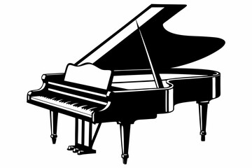grand piano line art silhouette vector illustration
