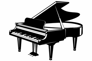 grand piano line art silhouette vector illustration
