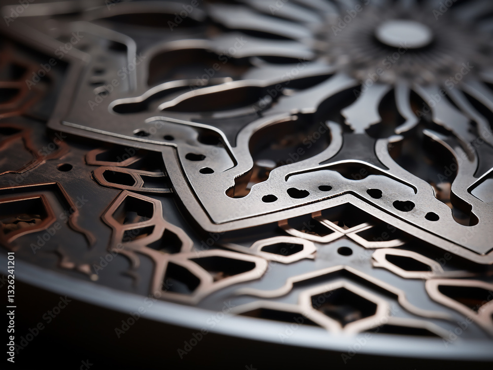 Poster water-jet cut metal with sharp edges and precise patterns showcasing a high-quality finish