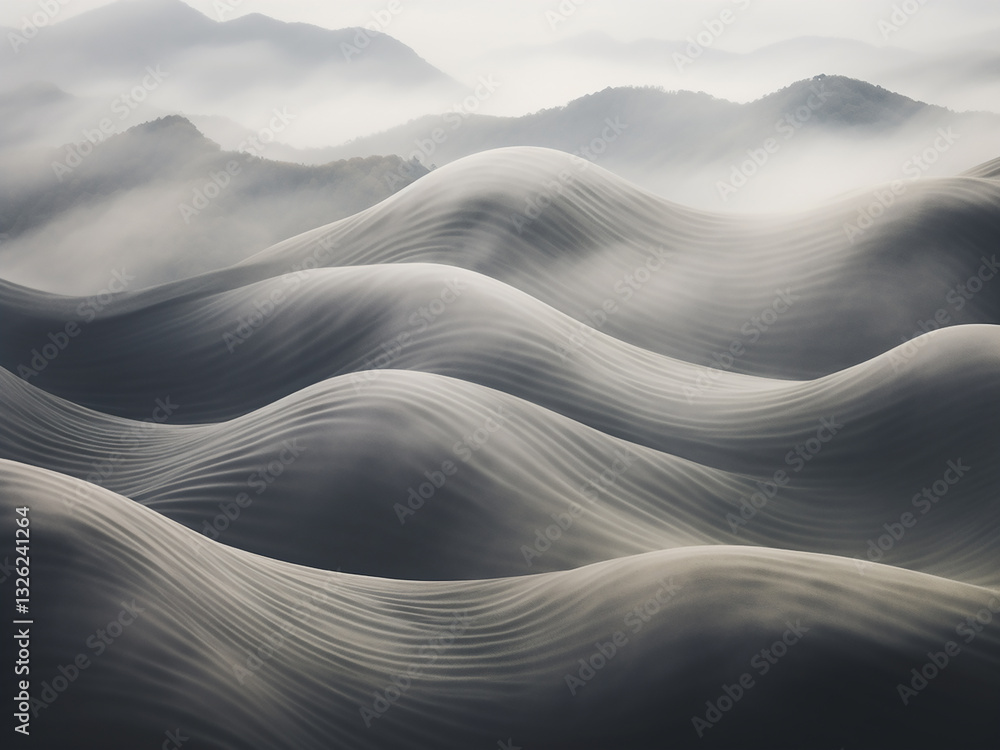 Poster cloud waves ripple across the sky creating patterns driven by mountain winds