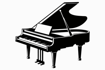 grand piano line art silhouette vector illustration