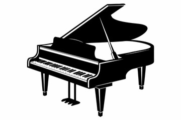 grand piano line art silhouette vector illustration
