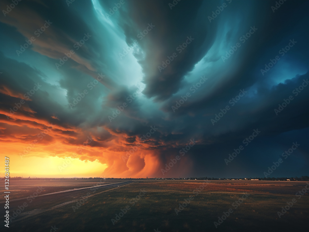 Poster a weather front moves closer with a noticeable edge indicating a change in the atmosphere