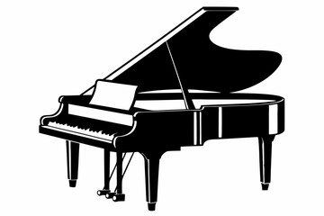 grand piano line art silhouette vector illustration