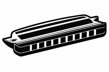 harmonica line art silhouette vector illustration