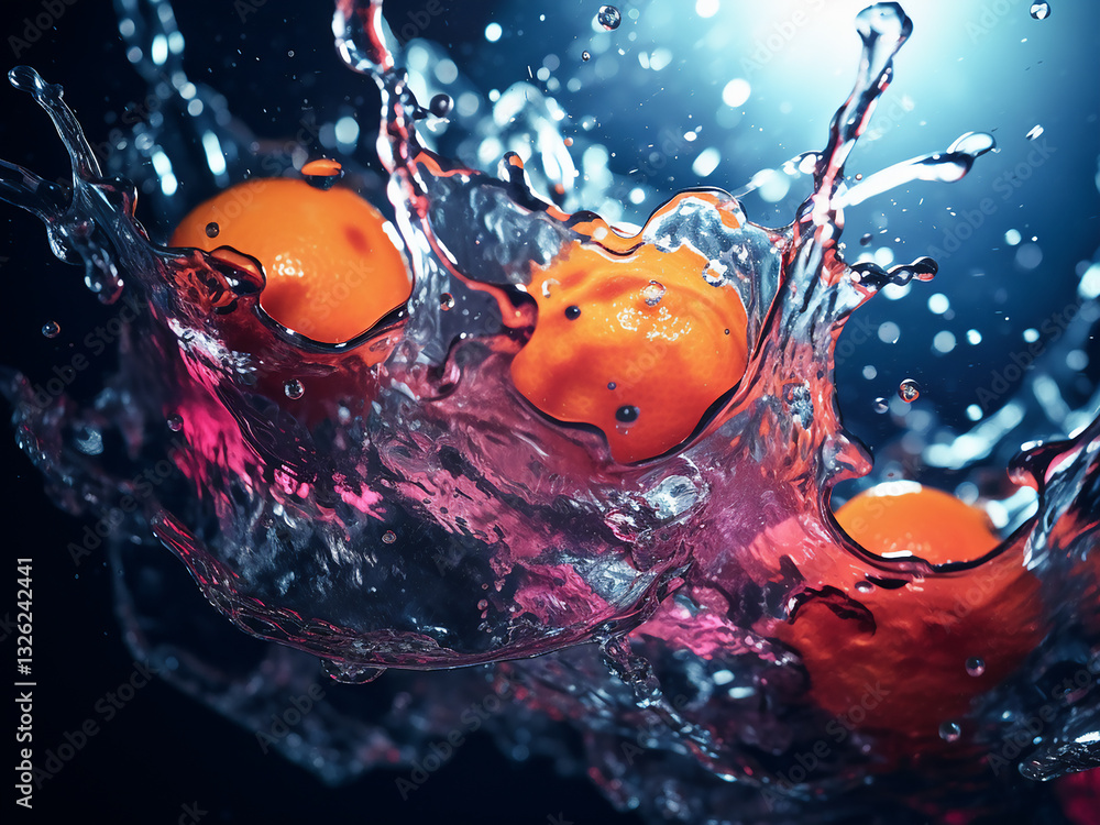 Poster fast-paced work with colors blending naturally creating fluid movement and energetic expression
