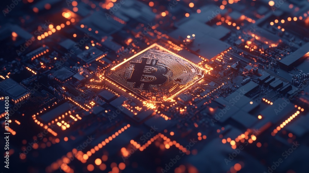 Poster intricate circuit board featuring a clock element illustrating the fusion of time and technology