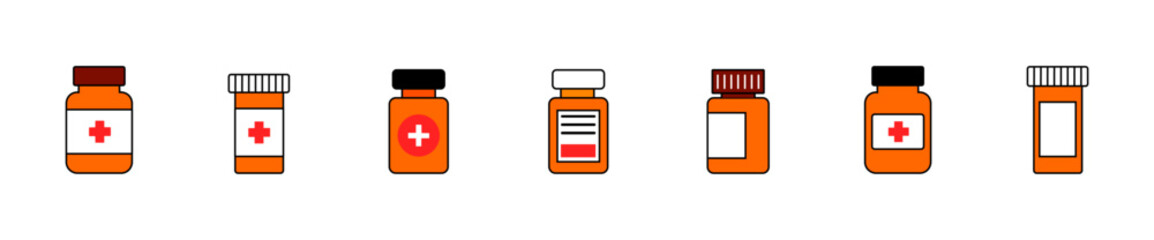 Medicine bottle color icon. Color pills bottle icon. Vector illustration