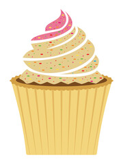 Cupcake icon. Sweets food symbol, cupcake icon website design. Flat style home made cream cake vector isolated on white background. Hand-drawn cupcake illustration.