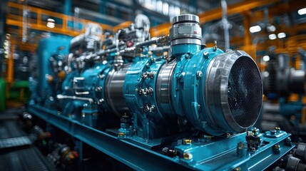 Industrial Machinery with Blue Accents in Manufacturing Facility