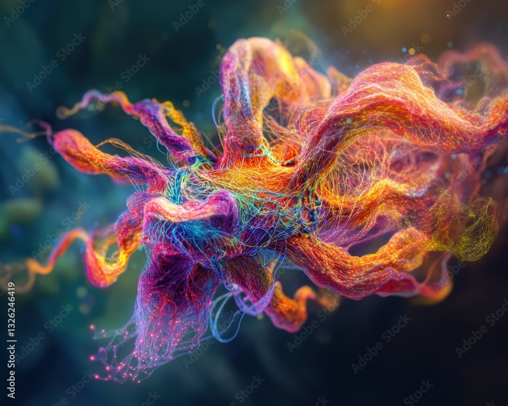 Poster colorful abstract design featuring fractal patterns creating a dynamic and engaging visual experienc