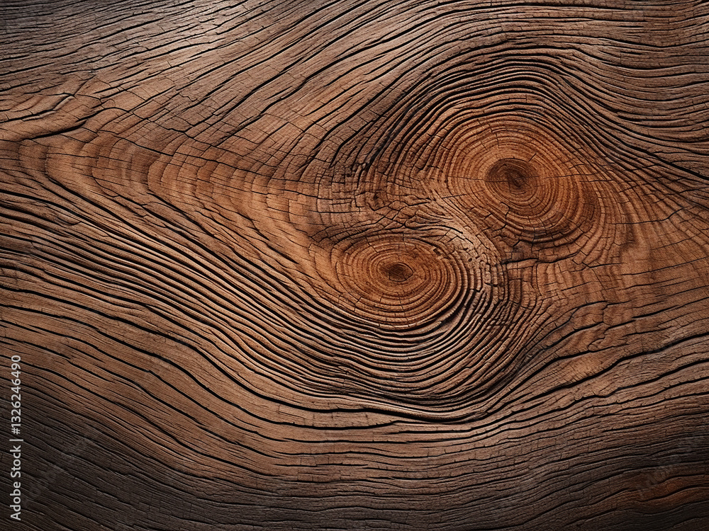 Poster macro view of wood grain showing years recorded in patterns flowing naturally telling time