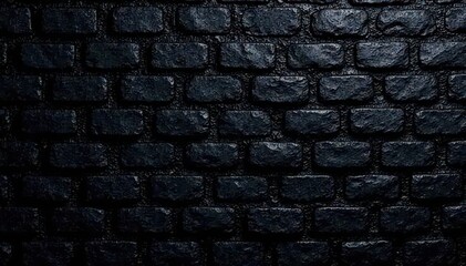Rough-textured black brick wall, uneven mortar , dark, vintage, dark wall