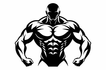 Fototapeta premium body builder man line art silhouette vector illustration