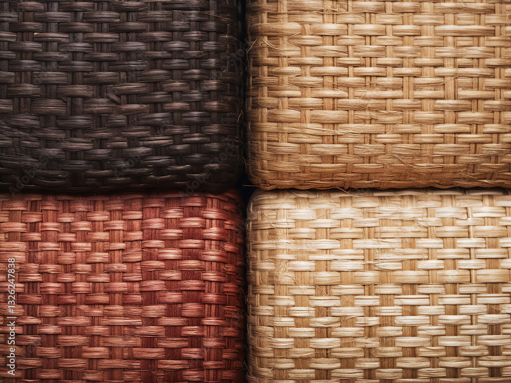 Poster woven grass mat with fibers aligned creating a natural look with subtle color changes