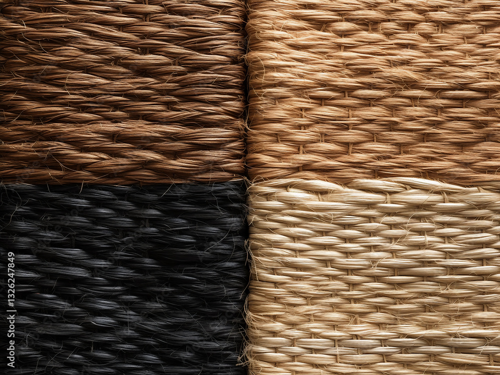 Poster woven grass mat with natural fibers aligned and subtle variations in color and texture
