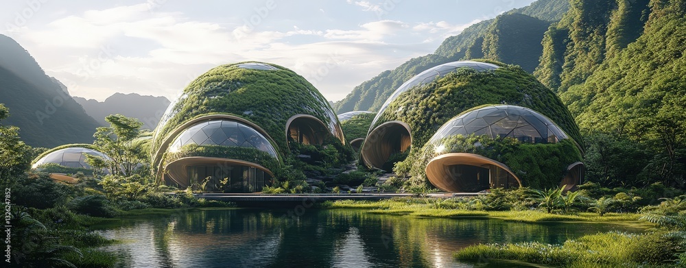 Poster striking futuristic building design featuring unique architectural elements and innovative structure