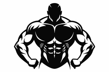 body builder man line art silhouette vector illustration