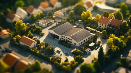 architecture of small urban towns mock ups construction