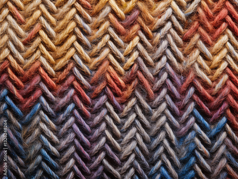 Poster wool textile woven in a herringbone pattern with fibers naturally intertwining for softness