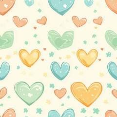 Cute cartoon hearts seamless pattern for Valentine's Day background or wallpaper design