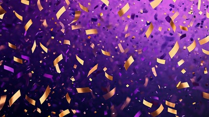confetti background Stunning purple and gold confetti that zigzag down for the celebration. Festive decoration vector illustration