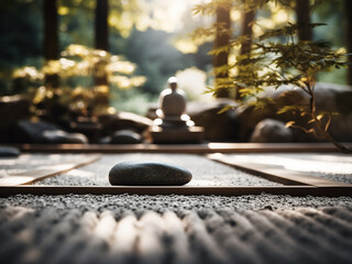 Obraz premium Zen garden revealing deep truth, offering meaning and clear peace for quiet reflection