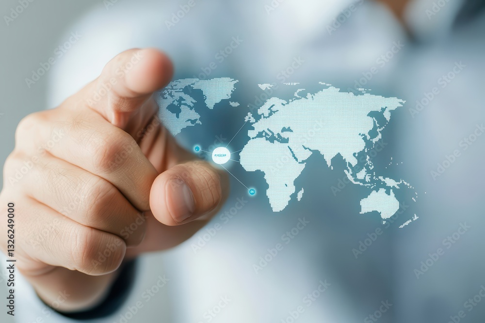 Aufkleber professional networking concept with global map in digital environment for business connections