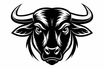 bull head line art silhouette vector illustration