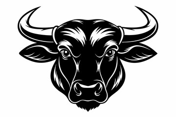 bull head line art silhouette vector illustration