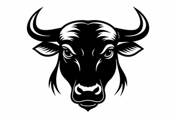 bull head line art silhouette vector illustration