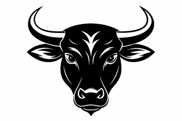 bull head line art silhouette vector illustration