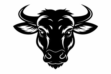 bull head line art silhouette vector illustration