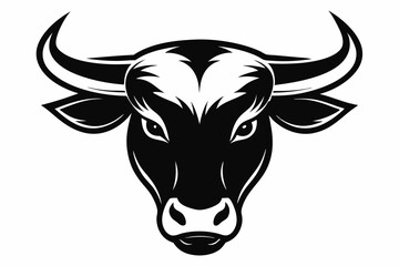 bull head line art silhouette vector illustration