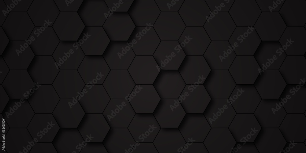 Aufkleber modern 3d hexagon abstract surface. high-tech sci-fi dark honeycomb background. vector. hexagon.
