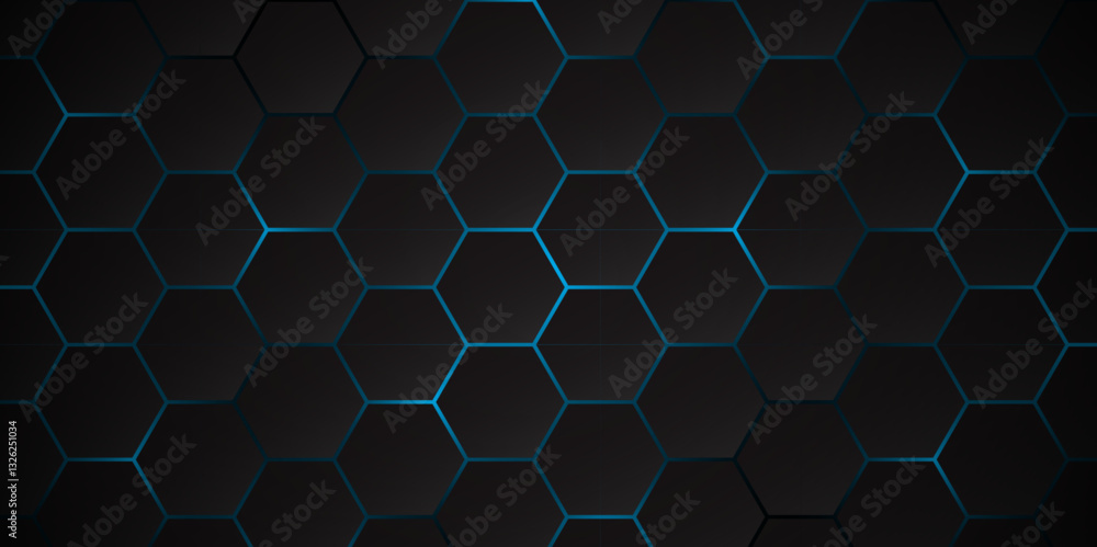 Aufkleber high-tech cyber background with hex pattern. digital abstract honeycomb mesh texture. hexagon. illus