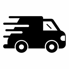 Black fast delivery car icon vector on white background.