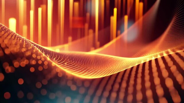 Abstract technology background designed for logo placement with vibrant data visualization elements, 4K Abstract Technology Background With Logo Space