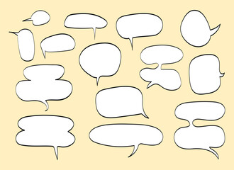 Speech bubble set vector illustration featuring various styles and shapes. Perfect for comics, chat designs, social media, posters, and creative projects. Clean and modern design