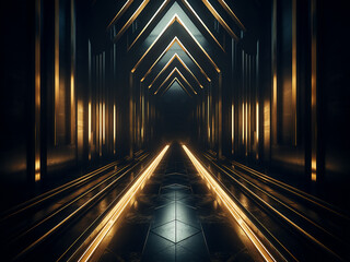 Gold geometric lines in art deco design creating perfect symmetry and radiating elegance