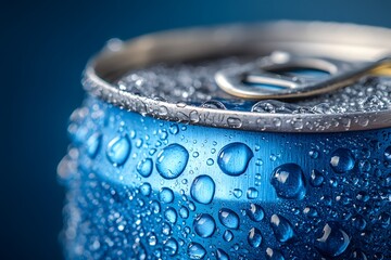 Refreshing Beverage Concept with Condensation on Aluminum Soda Can for Advertising and Design