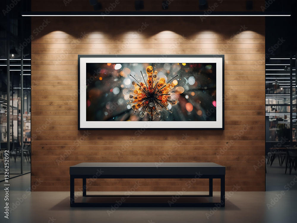 Poster art display wall frames aligned precisely lighting enhancing gallery visual appeal