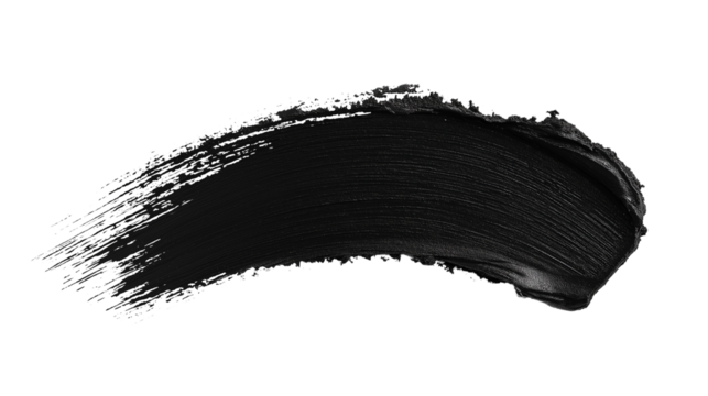Waterproof mascara smear, rich black pigment with defined lash-like strokes, hyper-detailed, isolated on a transparent background - Powered by Adobe