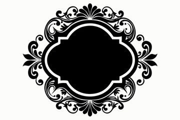 decorative vintage frame line art silhouette vector illustration
