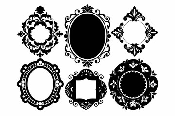Obraz premium decorative vintage frame line art silhouette vector illustration
