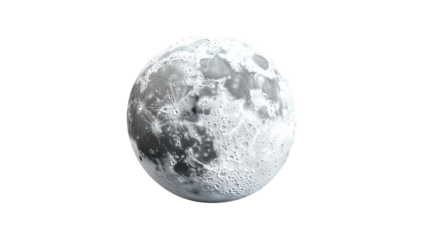 Png Detailed Moon Surface Craters, Maria, Lunar Terrain, Celestial Body isolated on transparent background
