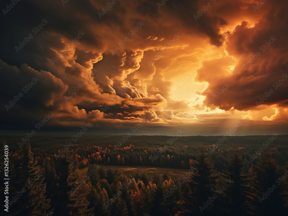 Poster weather changing with fast-moving autumn clouds passing across the sky