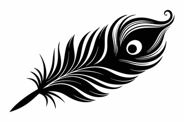 Obraz premium flying peacock feather line art silhouette vector illustration